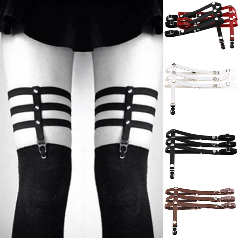 

New Fashion Handcrafted Punk Gothic Emo Rivet Studded Harajuku Leather Garter Belt Leg Chain Sexy Body Jewelry 1 PCS