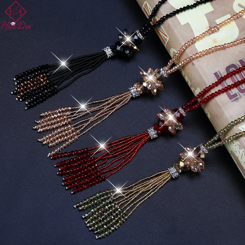 2019 Новый Boho Модные Изящные кристалл длинное колье с бусинами для женщин