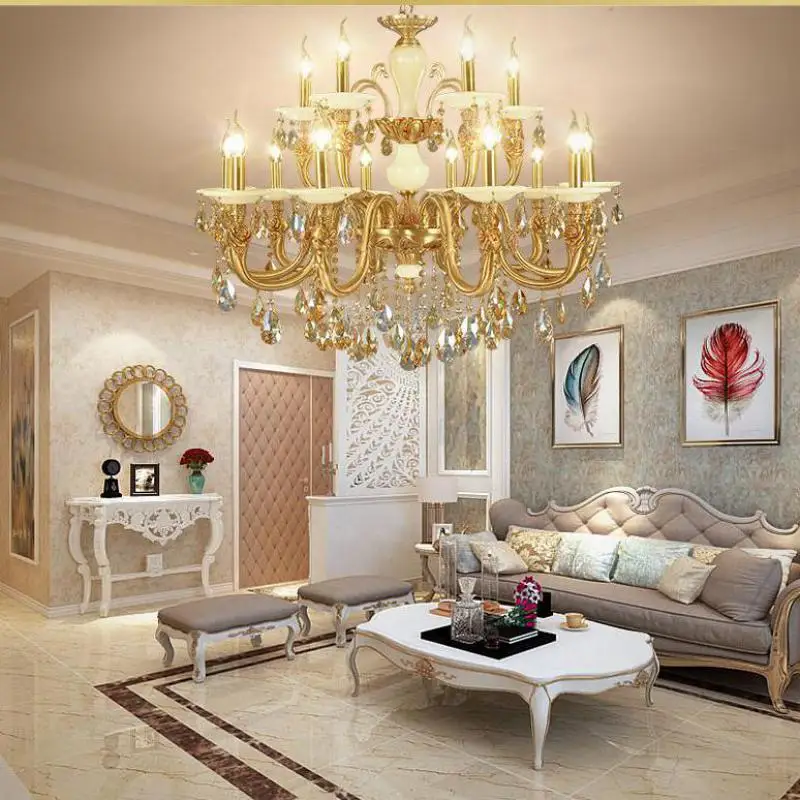 Latin American style Led Jade lamp Chandelier Crystal drop Lights sitting room Restaurant Retro hanging Copper | Лампы и освещение