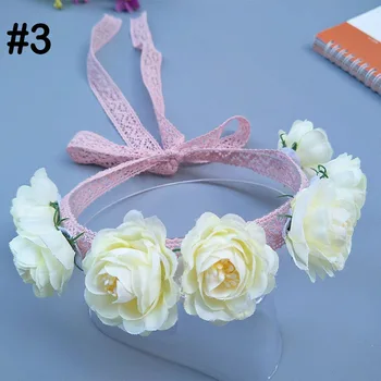 

free shipping 50pcs flower headbands lace flower bows girl hair flower hairband baby hair accessories