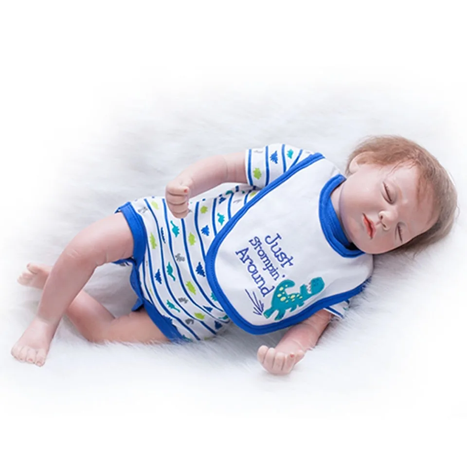 

Rooted Mohair Realistic Reborn Babies 20'' Looks Like Asleep Baby Dolls 50cm Silicone Touch Soft Ethnic Dolls Kits Birthday Gift