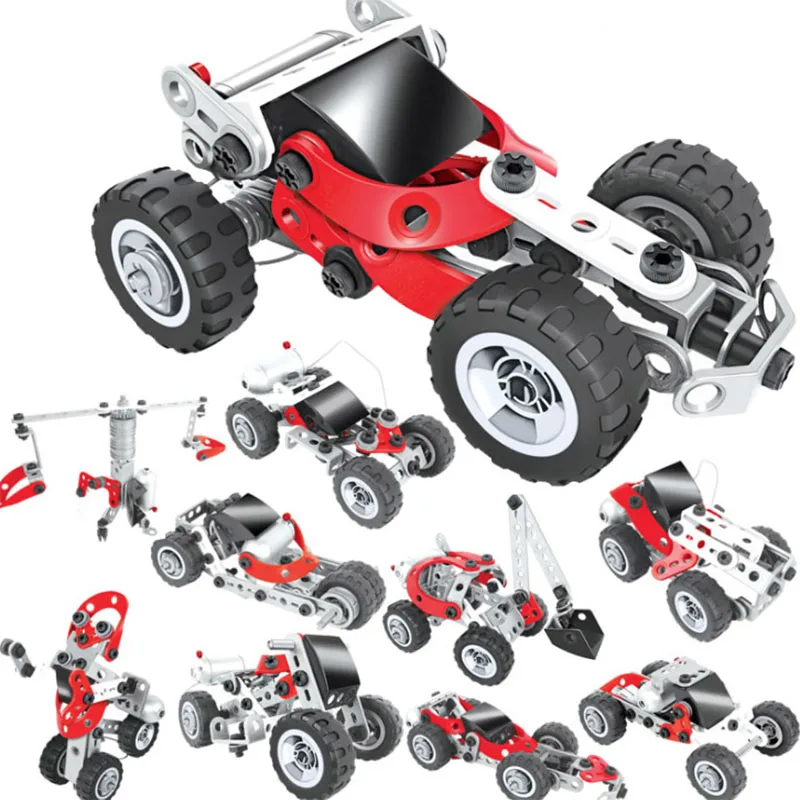

DIY 10 In 1 Electric Building Block Car Build Play Screwing Block Toy Kid Gift Designer Boy Children's Educational Toys