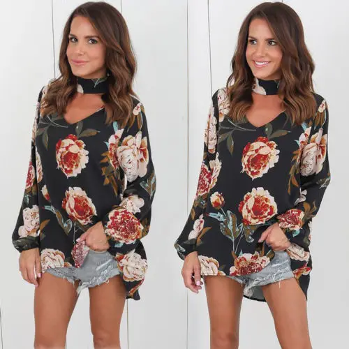 Summer-Women-Long-Sleeve-Chiffon-Floral-Casual-T-Shirt-Loose-Blouse-Fashion-Tops