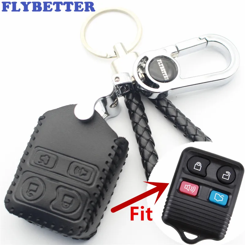 

FLYBETTER Genuine Leather 4Button Remote Key Case Cover For Ford Crown/Victoria/Escape/Expedition/Explorer Car Styling (B) L11