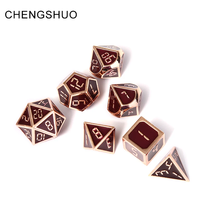 

Chengshuo dnd metal dice rpg sets dungeons and dragons polyhedral 7pcs Zinc alloy dice bronze table games digital d20 10 6 8 12