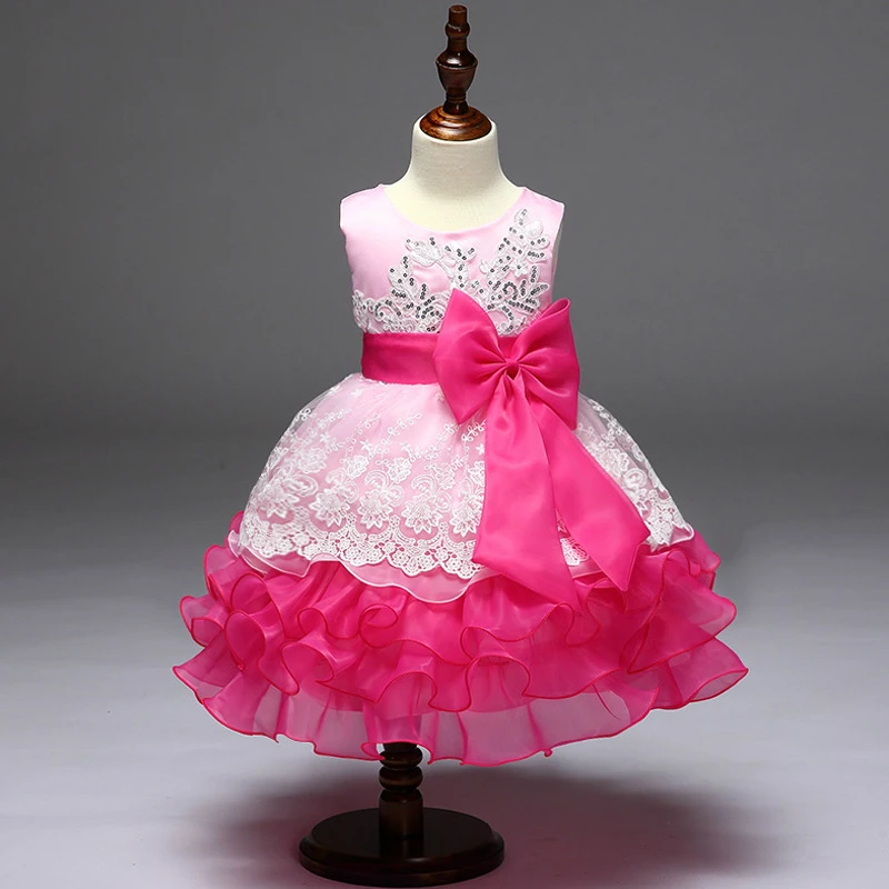 

MQATZ New Arrival Lace Tiered Wedding Ball Gown For Girls Floral Beading And Lace Hollow Girls Party Dress With Bow