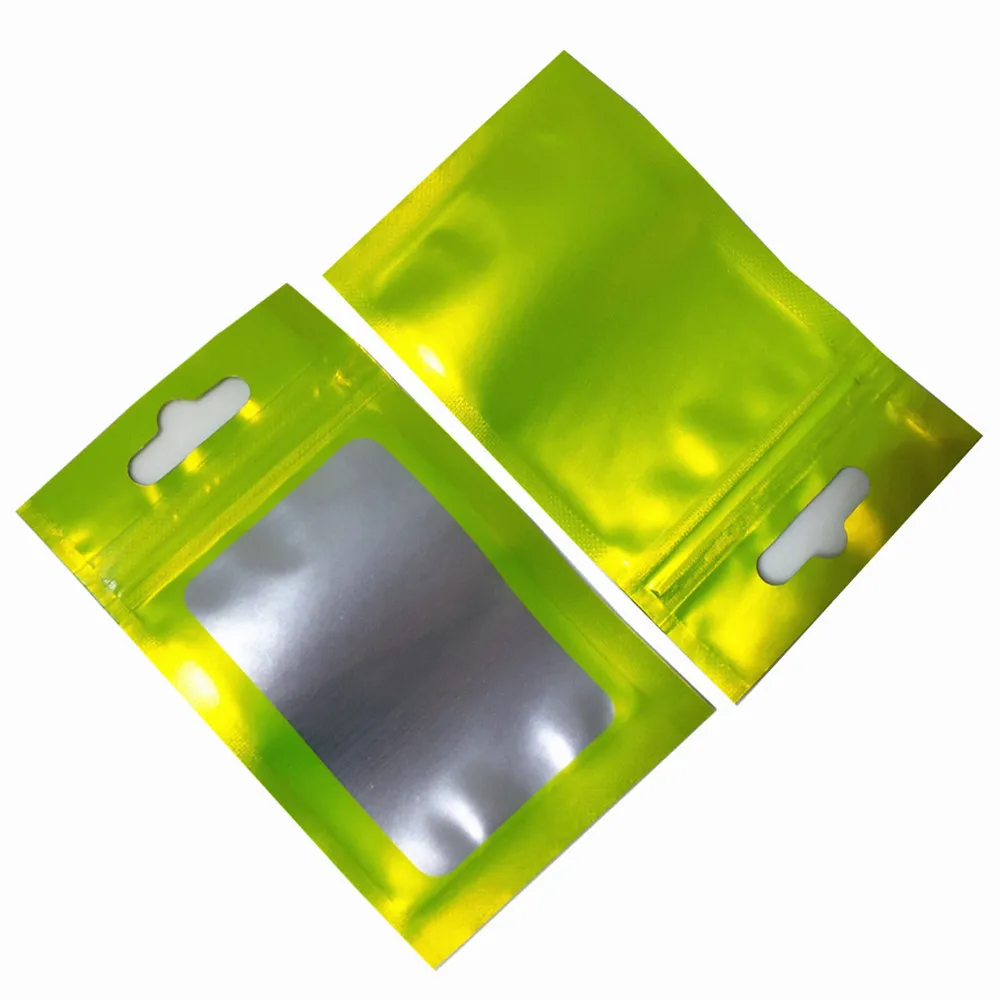 Переднее матовое прозрачное пластиковое окно сзади из алюминиевой фольги с замком-молнией, посылка с отверстием для подвешивания, майларовый мешочек для упакованных электронных аксессуаров