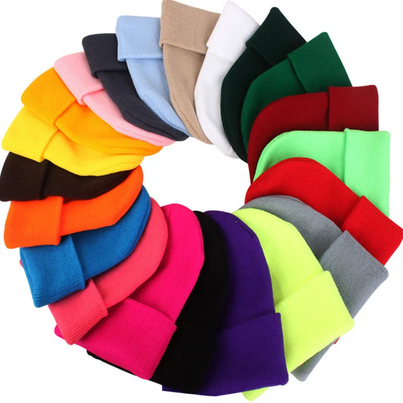 Autumn Winter Candy Color Warm Hat Knitting Cotton Men Women Hats Girls Caps Boys Beanies Fashion Lady Wear hats accessories cap