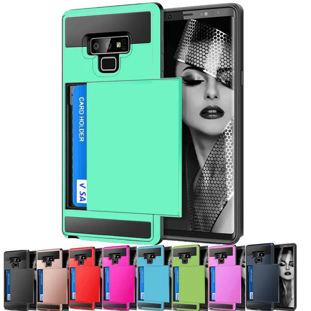 

For Samsung galaxy Note 9 8 5 4 S5 S6 S7 Edge Case Card Slot Sliding Door Case For A3 A5 A7 J3 J5 J7 2016 2017 A320 A720 J710