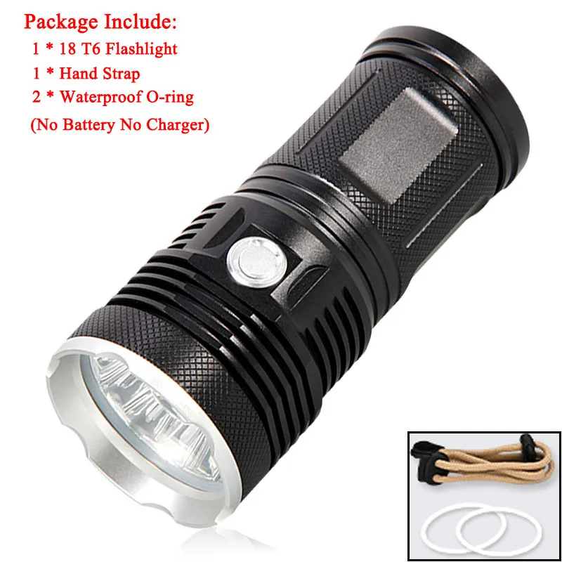 18 x XM T6 LED 4 Modes Flashlight Torch 4 x 18650 Hunting Lamp Lampe LED Camping Work light Linterna Lanterna Powerful A1 - Испускаемый цвет: NO Battery