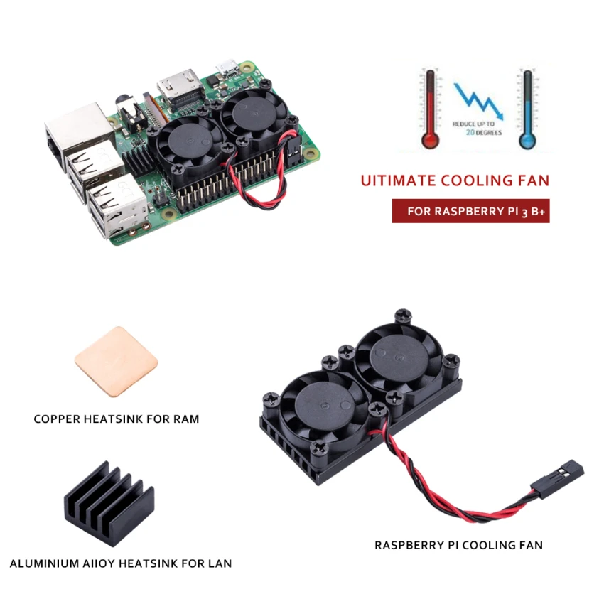 Raspberry Pi 3 3b Plus двойные вентиляторы охлаждения для 2 Модель B +/raspberry pi Model b +/NESPi Retroflag