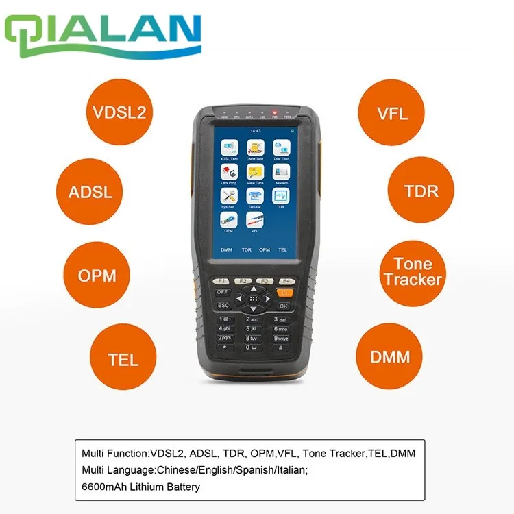 

OTDR Tester Optical Time Domain Reflectometer VDSLTester (ADSL/VDSL/OPM/ VFL/TDR Function/Tone Tracker Fibra Optica Tester