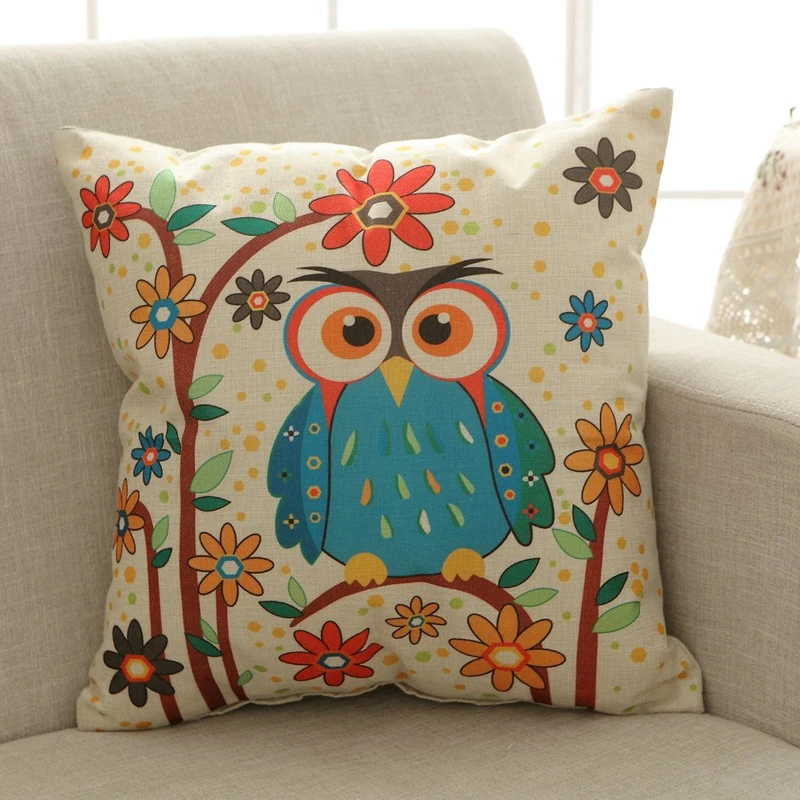 wholesale Mr Owl cartoon series style Linen Pillow cushion Home Decorative pillow Sofa pillow ...