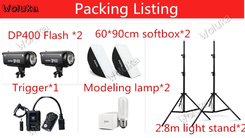 Godox DP400w Studio Flash Photographic Lamp Two lamps set studio necessary soft photographic equipment CD50 T03 | Электроника