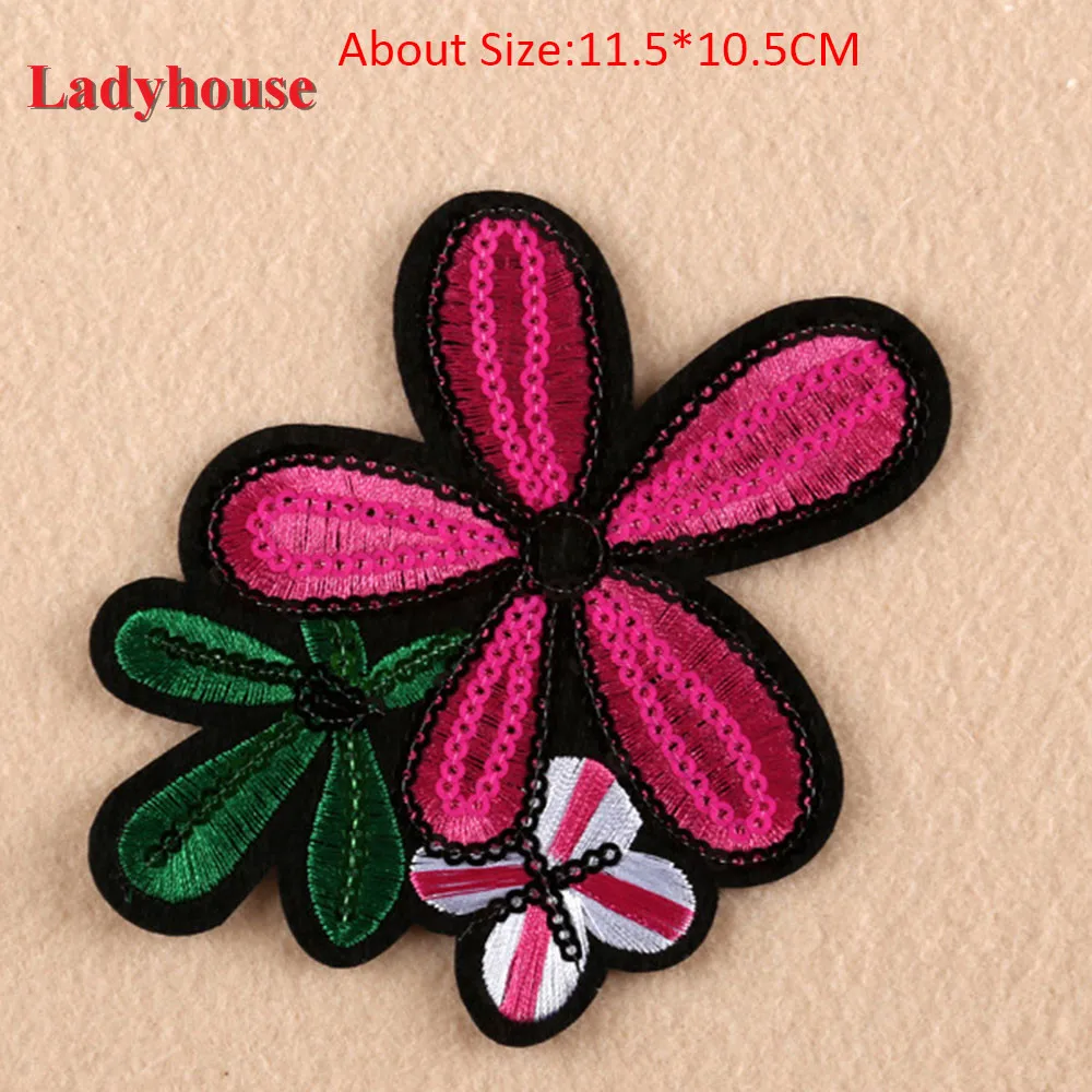 

Cheap Embroidered Flower Appliques Iron On Patches Decorative Patch For Clothing Sewing Accessories DIY Patch Stickers Accessory