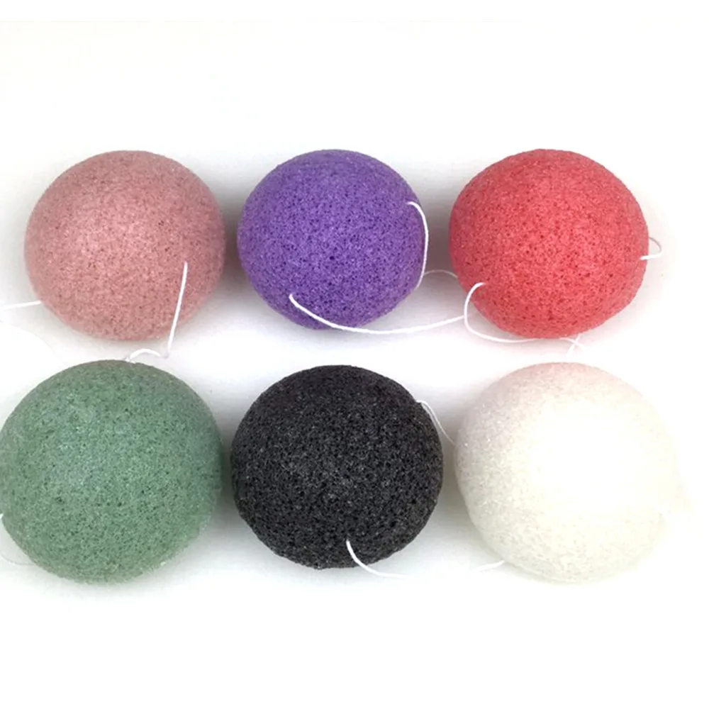 4 цвета натуральный Konjac Sponge уход за кожей лица для очистки губка для мытья Косметические Puff отбеливание глубоко очищая поры Губка Puff