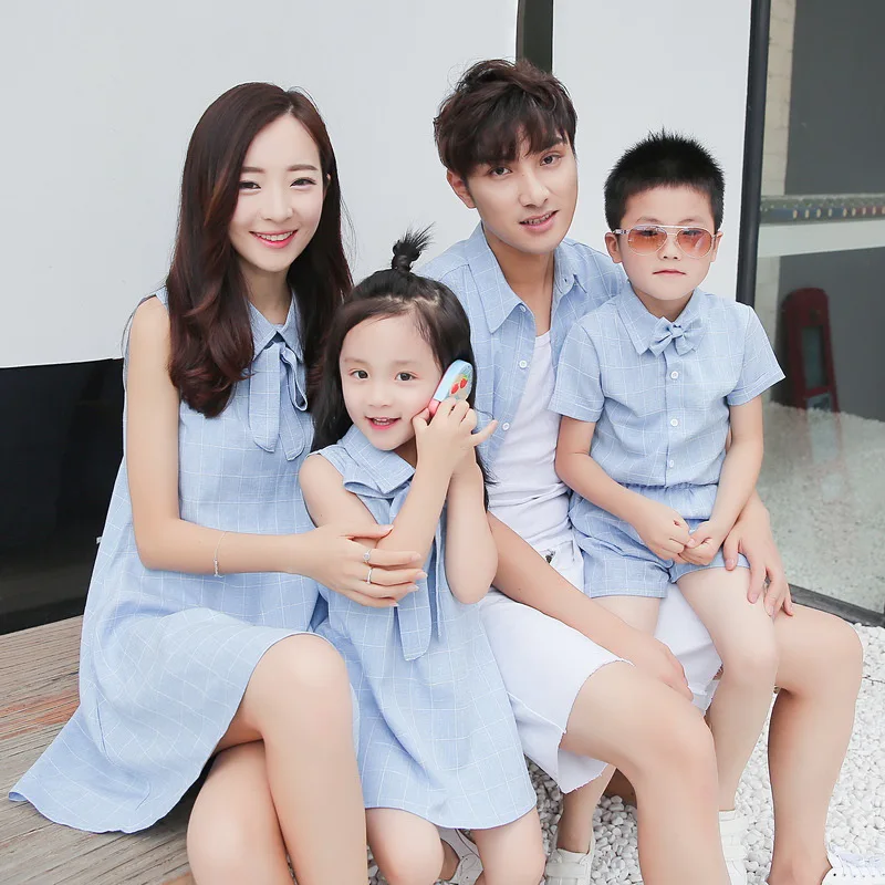 

Matching Father Mother Baby Clothing Daughter Mother Maxi Dress Father Son linen Cotton Shorts T-shirt Family Matching Clothes