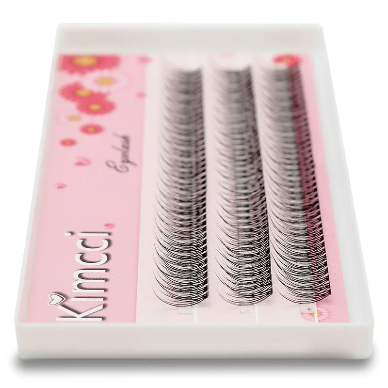 Kimcci-extensiones de pestañas 3D de visón, extensiones de pestañas individuales, maquillaje Natural 3D, pestañas acampanadas profesionales, 120 Uds.