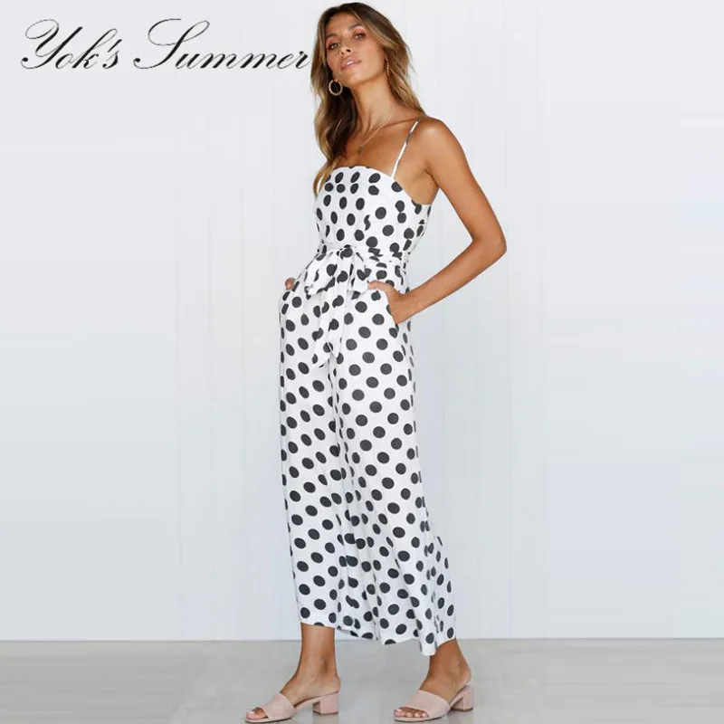 YOK's 2018 New Jumpsuit Lady Sexy Wrap Print Pants Sleeveless Strapless Jumpsuit Women Wide Leg Pants Rompers Female DN172