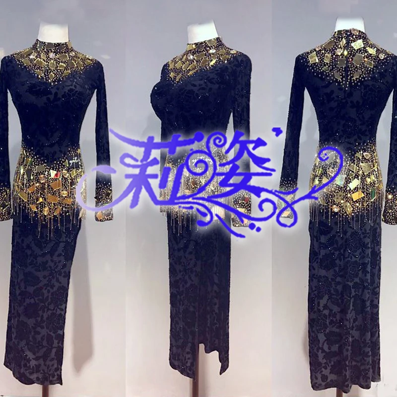 

Black latin swing rumba samba dance dress Latin Dance Dresses Cha Cha/Rumba/Samba/Ballroom/Tango Dance Clothing Kids Dance