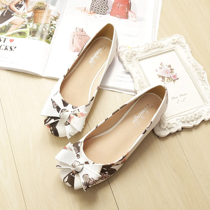

women's Sweet bowknot shallow mouth casual flats wild female Round toe Comfortable tide shoes b9