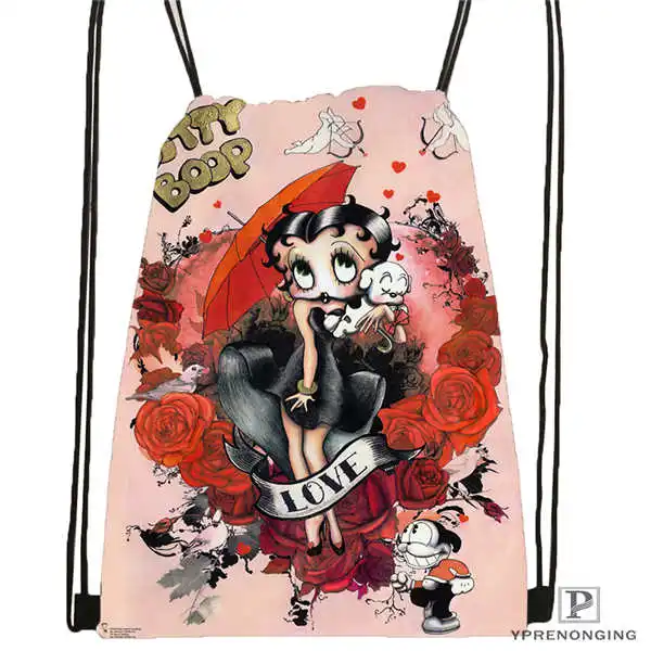 На заказ Betty Boop Drawstring рюкзак сумка милый рюкзак дети ранец(черная спинка) 31x40 см#180531-04-07 - Цвет: Drawstring Backpack