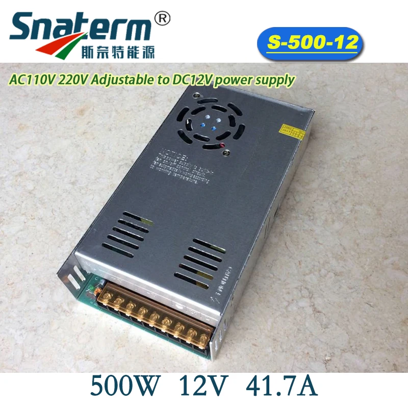 

DC12V 41.7A 500W Switch Power Supply Driver Switching For LED Strip Light Display AC110V 220V Adjustable to DC12V power supply