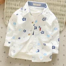 Новые рубашки с длинными рукавами для мальчиков детская рубашка с цветочным принтом Повседневная рубашка с отложным воротником Camisa Masculina, блузки для детей, одежда для мальчиков