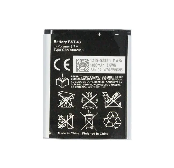 

1000mAh / 3.6Wh BST-43 / BST43 Replacement Battery For WT13I U100 U100i J10 J20 J108 J108i S001 CK13I T715 Yari Hazel X2a WT13I
