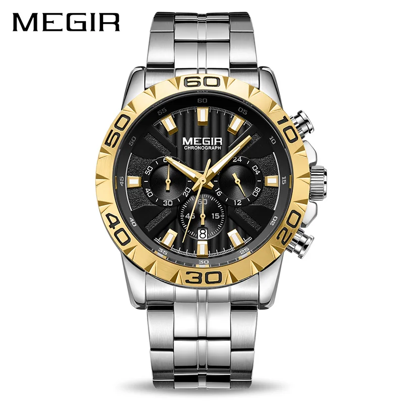 

2019 New MEGIR Watch Men Chronograph Quartz Business Mens Watches Top Brand Luxury Waterproof Wristwatches Relogio Masculino