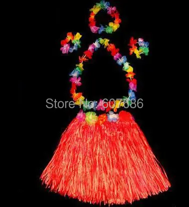 Blu erba Hula Gon na 40 cm o 80cm con fiori HAWAIANO LUAU FANCY DRESS