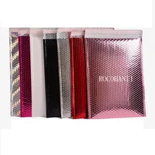 50x заказной Логотип Печатный пластиковый конверт на заказ поли почтовый мешок Розовый противоударный металлический padad упаковка конверт