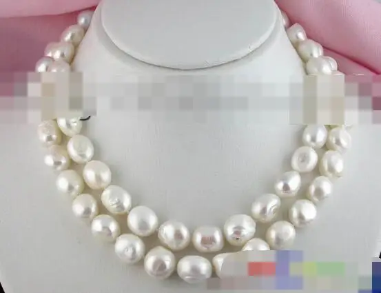 

song voge gem nanJ0536 2ROW BAROQUE WHITE FRESHWATER PEARL NECKLACE