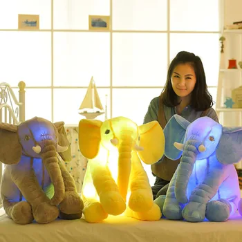 

Colorful Glowing Soft Stuffed Plush Toy Elephant Pillow Flashing LED Light Luminous Elephant Doll Baby Birthday Gift for Kids