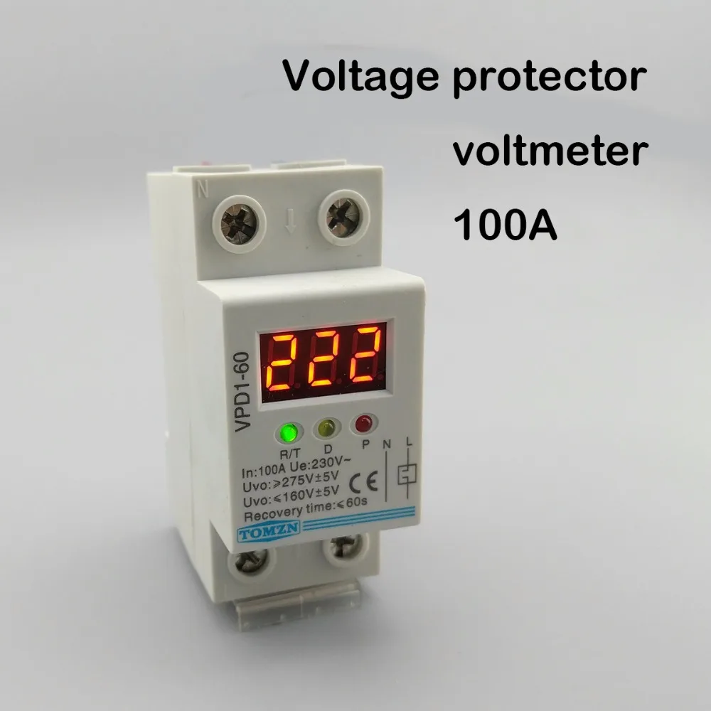 100A 220V automatic reconnect over and under voltage protection protective device relay with Voltmeter voltage monitor 100A 220V automatic reconnect over and under voltage protection protective device relay with Voltmeter voltage monitor