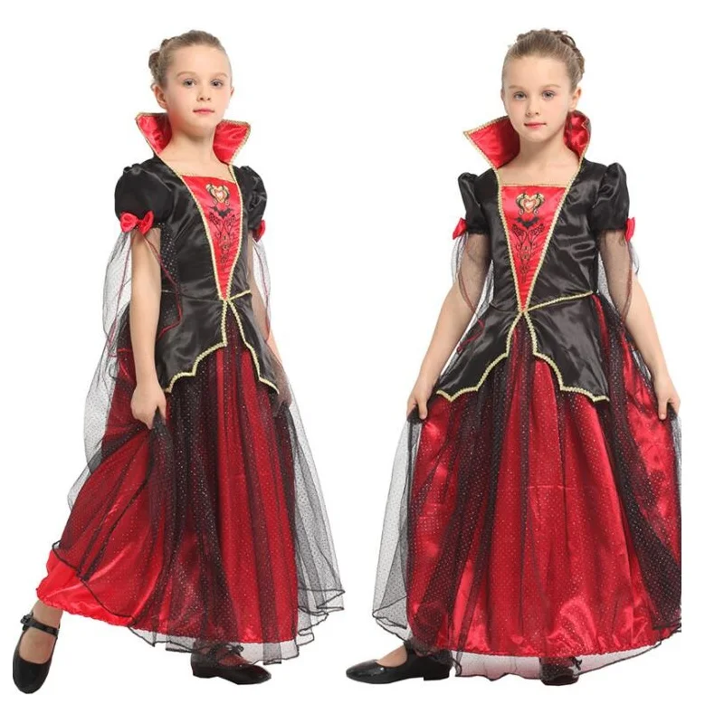 Хэллоуин красный ведьмы длинное платье на хеллоуин для девочек ведьма Косплэй Детский костюм для вечеринок ведьма платье аниме Couture
