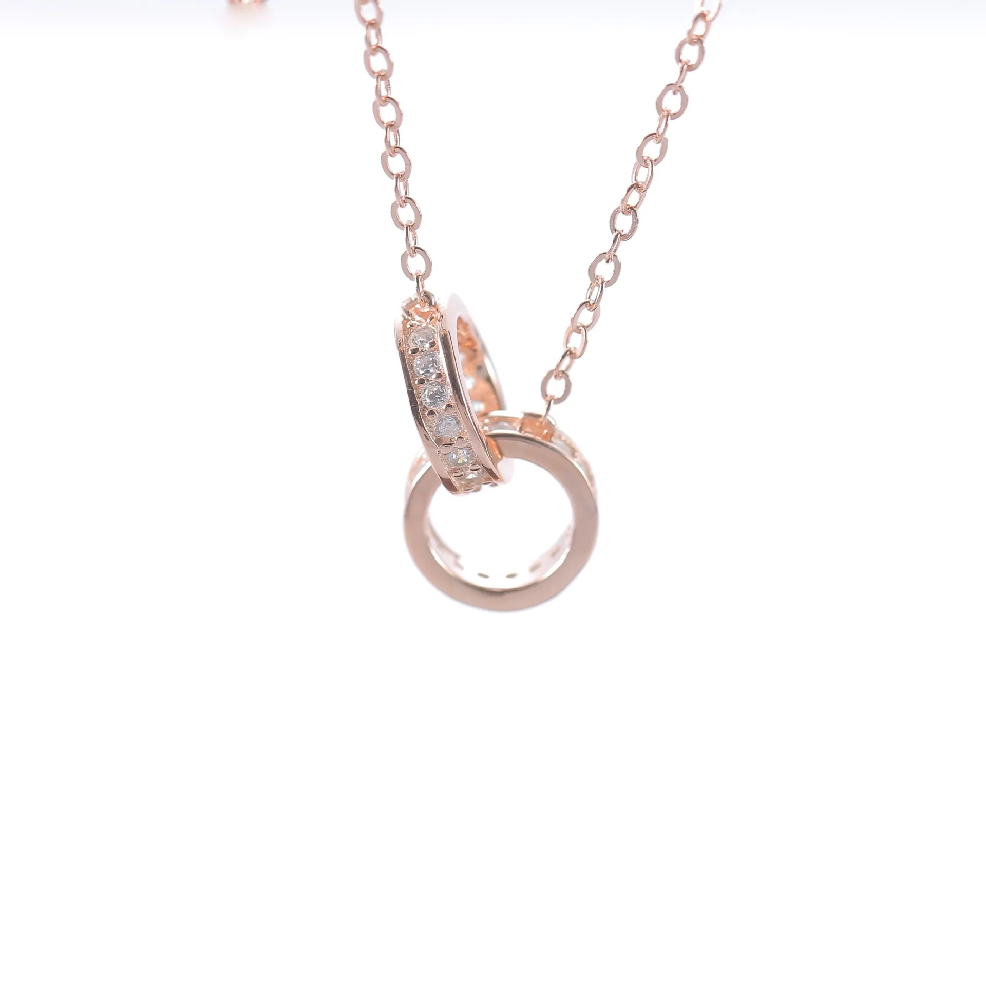 

Living Memory Locket Pendants Necklaces Bracelets Floating Charms Necklace Female Japanese And Korean Style Double-Loop Rose Gol