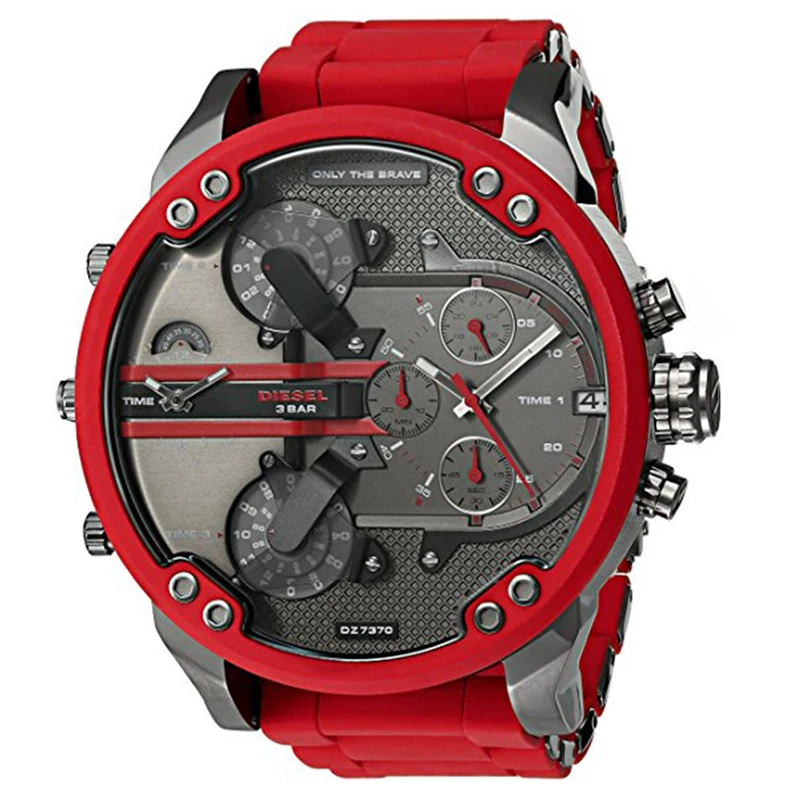 

NEW DIESEL DZ7370 RED MENS MR DADDY 2.0 57MM Two Hand Stainless Steel Analog Quartz CHRONOGRAPH WATCH !