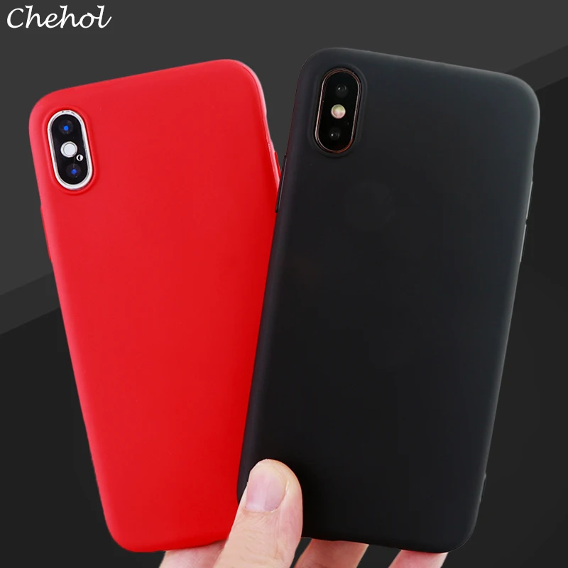Plain Phone Cases for iPhone 6 s 7 8 Plus X XS MAX XR Single Color Pink Back Case Soft Silicone Fitted Covers Accessories | Мобильные