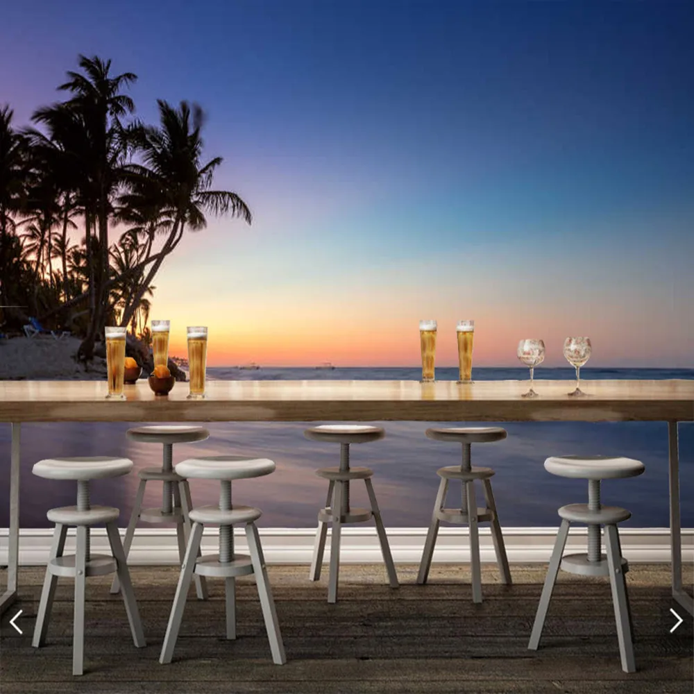 Papel デ Parede ヤシの木日の出熱帯島 3d 壁紙壁画 リビングルームのソファテレビの壁の寝室の壁紙家の装飾 壁紙 Aliexpress