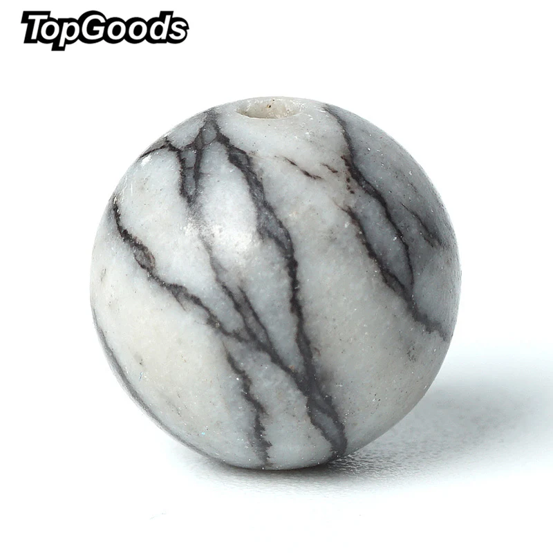 TopGoods Natural Gemstone Beads Black Network Stone Loose Gem Bead 6/8
