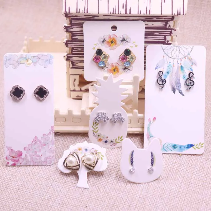 

New Diy 100 pcs DIY earring card 34x34-50x9mm 1Pair Earring Card 120x45m Necklace Card/Hair Clip Card Custom Logo Cost Extra