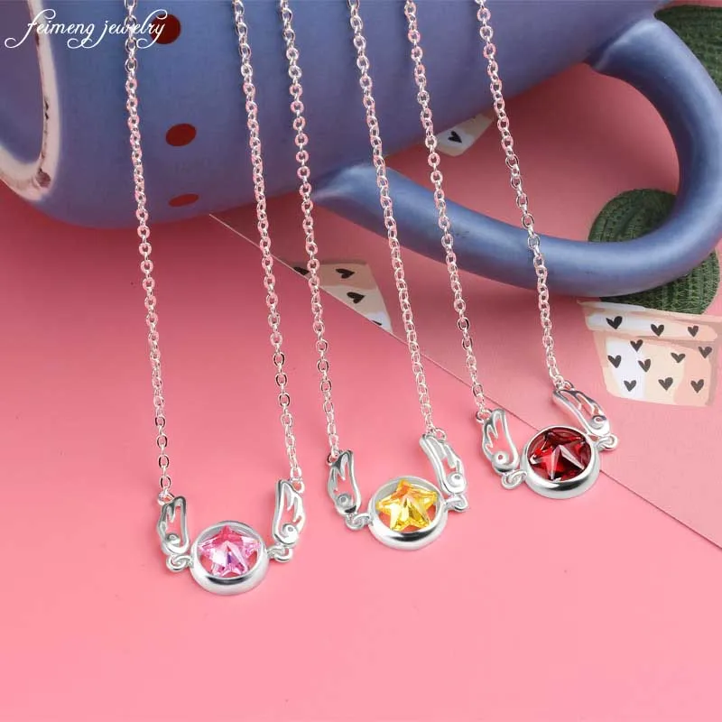 

Sailor Moon Cosplay Card Captor Sakura 925 Sterling Silver Sakuragi Red Star Seal Pendant&Necklace Cardcaptor Sakura Cards