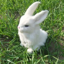 cute simulation rabbit toy white lovely lifelike handicraft rabbit about 22x16cm