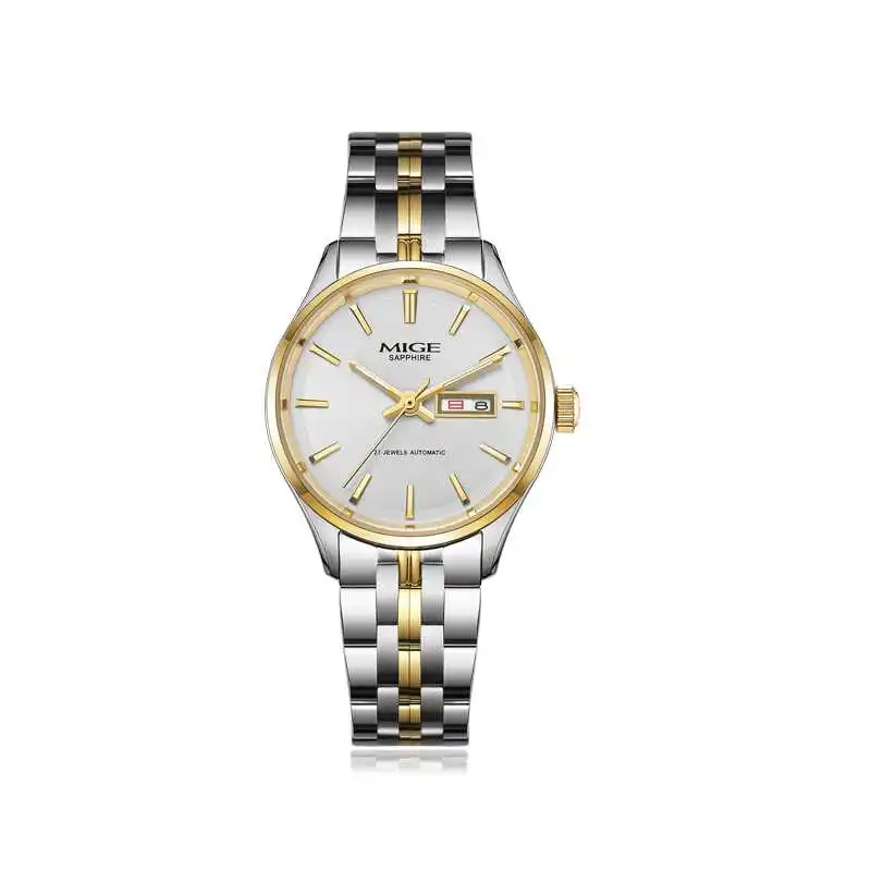 Mige Топ бренд класса люкс Лидер продаж автоматические парные часы стальной материал ремешок для часов досуг черный золотой Мужские механические часы - Цвет: SH1260LHW
