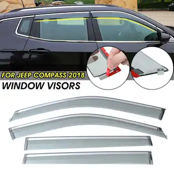 

4X Car Window Visor Vent Sun Shade Sunshade Sunshield Shield Rain Guard Cover Sme For Jeep For Compass 2018