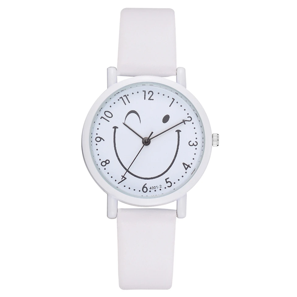 

Fashion 2018 Paris Women Watches PU Strap Creat Smile Face Dial Candy Color Sport Style Luxury Quartz Wristwatch Relogio LS1022