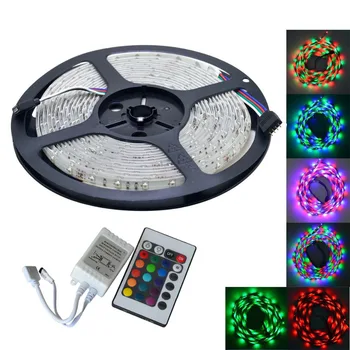 

Waterproof 25W 300-3528 SMD RGB LED Light Strip w/ Remote control (DC 12V / 5m)