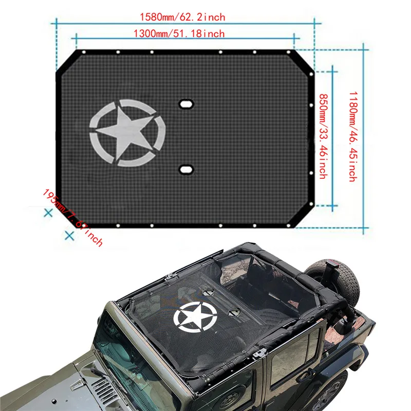 Военная армейская звезда полная длина крышка сетка солнцезащитный козырек Топ Eclipse солнцезащитный козырек УФ Защита для Jeep Wrangler 4 двери 2007