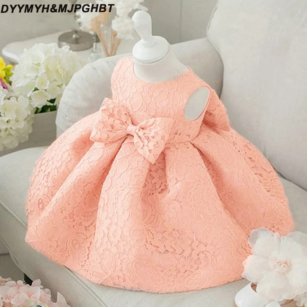 One Year Older Flower Grils Dresses O Neck Lace Baby Cupcake Dress